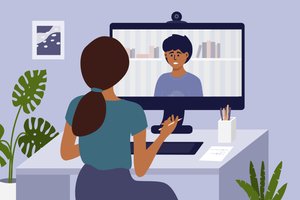 psykolog som har videoterapi med klient